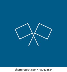 Racing Flag Line Icon On Blue Background