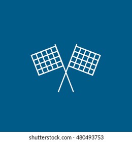 Racing Flag Line Icon On Blue Background