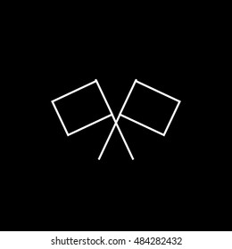 Racing Flag Line Icon On Black Background