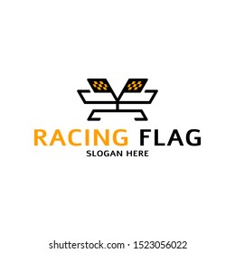 Racing Flag Line Logo, Sport Line Logo Design, Modern and Adult Design Vector