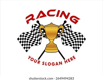 racing flag logo with two flags vector illustration champion flat design