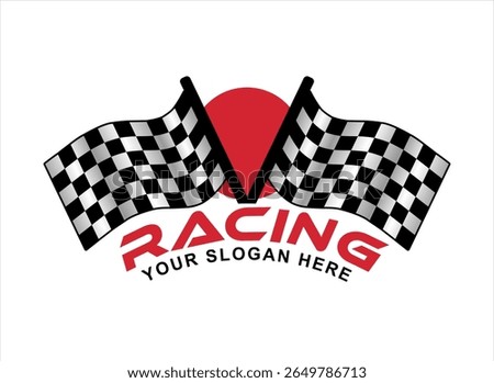 racing flag logo with two flags vector illustration champion flat design