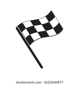 Racing flag on black pole illustration continuous line drawing 