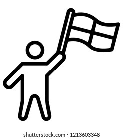 A racing flag on pole having boxes on it line vector 