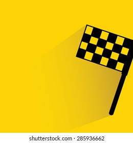 racing flag on yellow background, flat and shadow theme