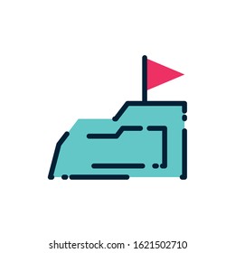 Racing flag over mountain design, Speed race competition sport fast winner movement and success theme Vector illustration