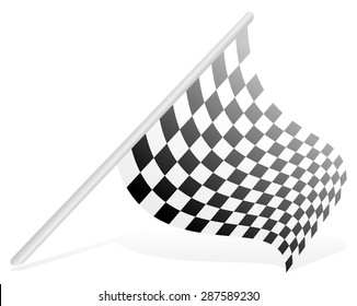 Racing flag in perspective (isolated on white)