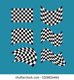 Racing flag set. Finish banner Collection. Vector illustration