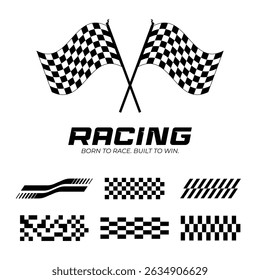 Racing flag, racing signs racing starting line, vector