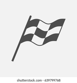 Racing flag simple icon. Monochrome illustration.