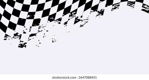 Diseño de Vector de patrón a cuadros grunge Horizontal de fondo deportivo de bandera de carreras con espacio vacío