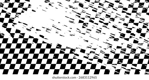 Racing flag sport background horizontal grunge checkered pattern vector design with empty space