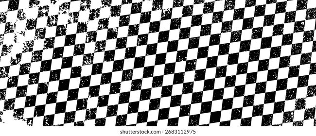 Racing flag sport background horizontal grunge checkered pattern vector design with empty space
