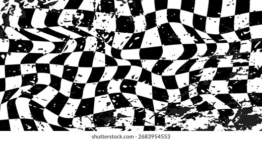 Diseño de Vector de patrón a cuadros grunge Horizontal de fondo deportivo de bandera de carreras con espacio vacío