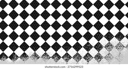 bandeira de corrida esporte fundo horizontal grunge xadrez padrão vetor design com espaço vazio.