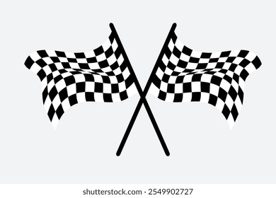 Bandeira de corrida. início e fim com as bandeiras cruzadas do jogo, Two Racing Flags Icon Square Button Set