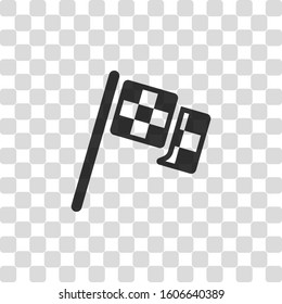 Racing flag, start or finish, icon. Black symbol on transparency grid