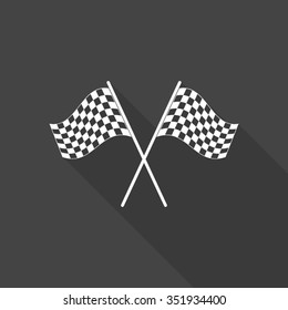 racing flag vector icon with long shadow