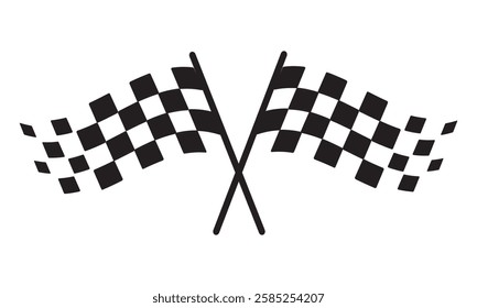 Racing flag vector icon on white background. Checkered flag. start and finish crossed flag. Racing flag.