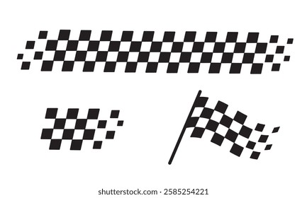 Racing flag vector icon on white background. Checkered flag. start and finish crossed flag. Racing flag.