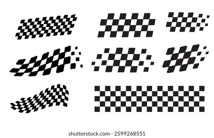 Racing flag vector icon on white background. Checkered flag. start and finish crossed flag. Racing flag.	
