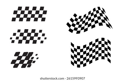 Racing flag vector icon on white background. Checkered flag. start and finish crossed flag. Racing flag.