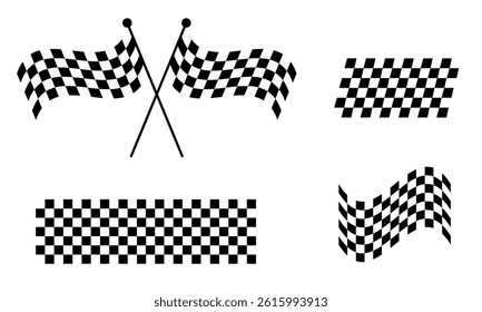 Racing flag vector icon on white background. Checkered flag. start and finish crossed flag. Racing flag.