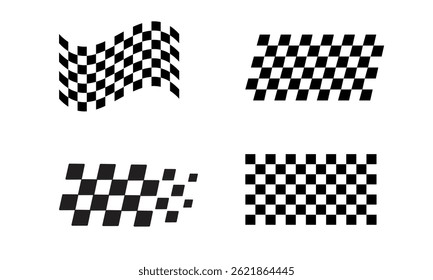 Icono de Vector de la bandera de carreras sobre fondo blanco. Bandera a cuadros. bandera cruzada de inicio y fin. Bandera de carreras.