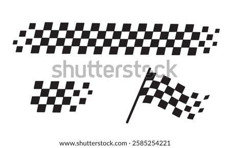 Racing flag vector icon on white background. Checkered flag. start and finish crossed flag. Racing flag.