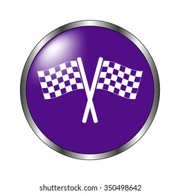Racing flag - vector icon; violet button