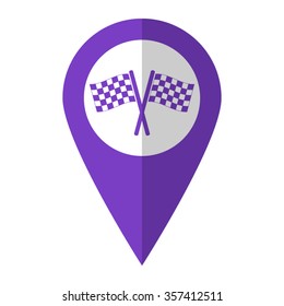 Racing flag - vector icon;  violet map pointer