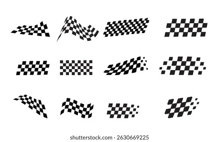 Racing flag vector on white background. Checkered flag