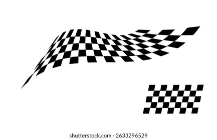 Racing flag vector on white background. Checkered flag.