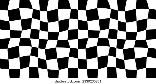 Racing flag. Vector and seamless checkered pattern. Racing flag made of curved blocks.