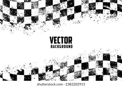 Anuncio de rodadura de fondo vintage monocromo con banners de inicio o acabado de grunge para competiciones de coches y ilustración de vector de fórmula 1