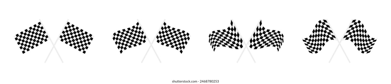 Racing flags. Checkered simple flags. Start and finish crossed flags