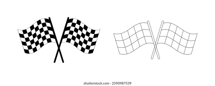  Racing flags. Checkered flags. Vector icons of moto racing flags for competition.