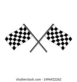 Racing flags with chess pattern. Design element for poster, emblem, sign, logo, label. Vector illustration