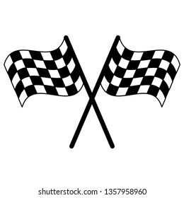 Racing Flags Crossed Symbol In Black And White