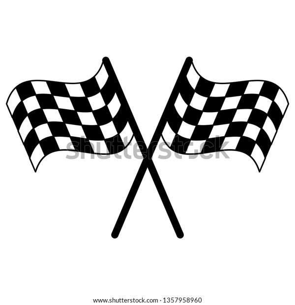 Racing flags\
crossed symbol in black and\
white