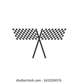 Racing flags finish line vector icon