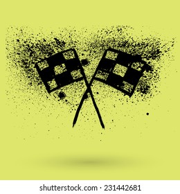 Racing flags in grunge style