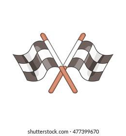 Racing flags icon in cartoon style isolated on white background. Start race symbol