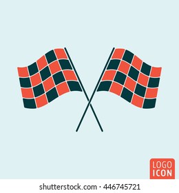 Racing flags icon. Start or finish symbol. Vector illustration