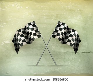 Racing flags, old-style vector