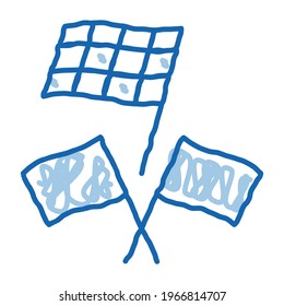 racing flags sketch icon vector. Hand drawn blue doodle line art racing flags sign. isolated symbol illustration