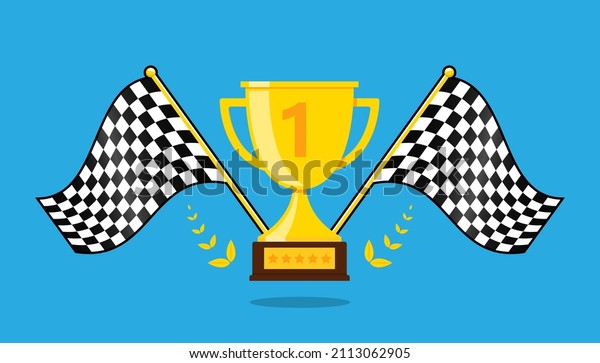 Racing Flags and Trophy\
Illustration