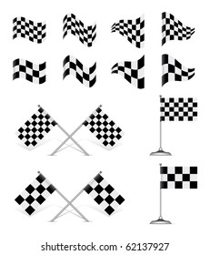 Racing Flags, vector set. Rotating 45 degree