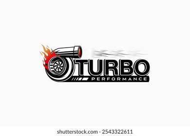 Rennflamme Turbo Performance Logo-Design, Automobil-Logo-Design, Vektorgrafik