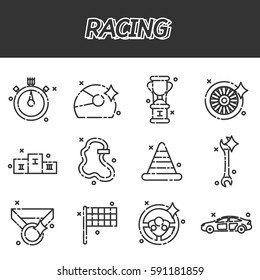 Racing flat concept icons
